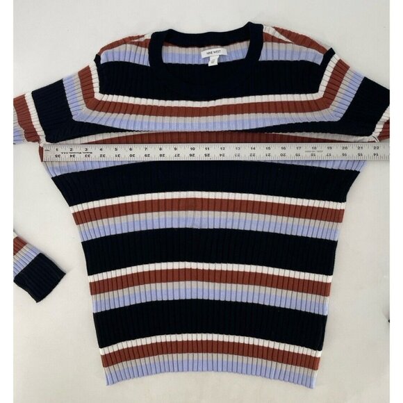 Nine West Women's Ribbed Striped Crew Neck Long Sleeve Pullover Sweater Size XXL - Picture 9 of 9
